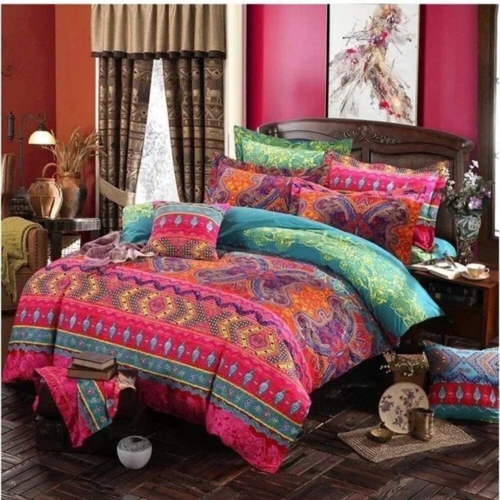 Quilt Cover Set With Zipper Ties, Easy Care, Soft And Breathable Pattern5277